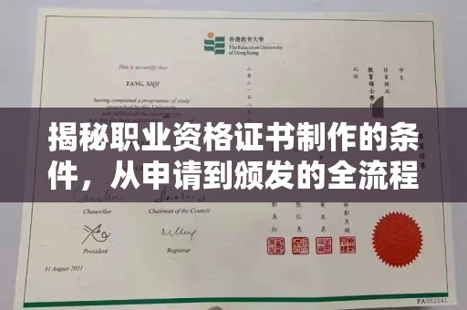 大荔揭秘职业资格证书制作的条件，从申请到颁发的全流程解析